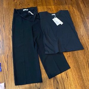 Zara top and high waisted slacks